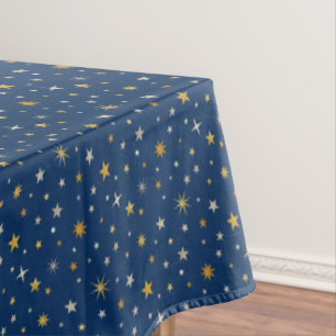 Toalha De Mesa Marinho de Padrão Celestial de Prata Dourada Parti