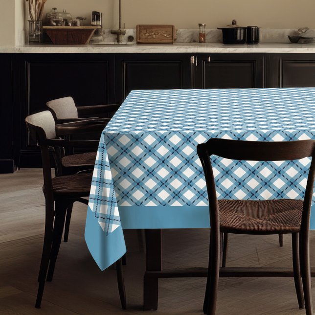 Toalha De Mesa Marinho e mesa de verificação azul para Janto fami (Navy and Blue Check Tablecloth for Family Dinner Moments)