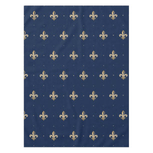 Toalha De Mesa Marinho Luxuoso Dourado Fleur de Lis