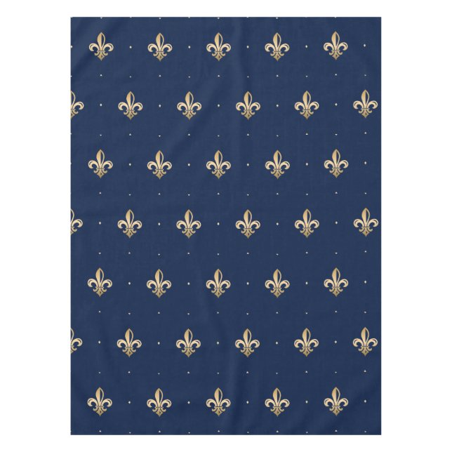 Toalha De Mesa Marinho Luxuoso Dourado Fleur de Lis (Frente)