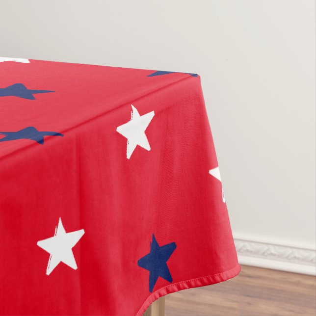 Toalha De Mesa Marinho vermelho patriótico estrelas azuis padrão  (Posição Original)