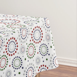 Toalha De Mesa Marinho Vermelho Verde Prata Stars em Branco