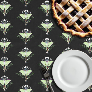 Toalha De Mesa Mariposa Lunar Etérea Verde Mística Celestial
