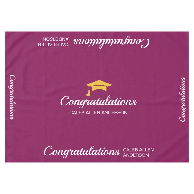 Toalha De Mesa Maroon Boné de formatura Tablecloth (Frente (Horizontal))