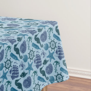 Toalha De Mesa Máscaras náuticas do teste padrão azul
