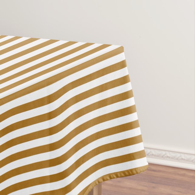 Toalha De Mesa Matte Dourado e White Stripe (Posição Original)