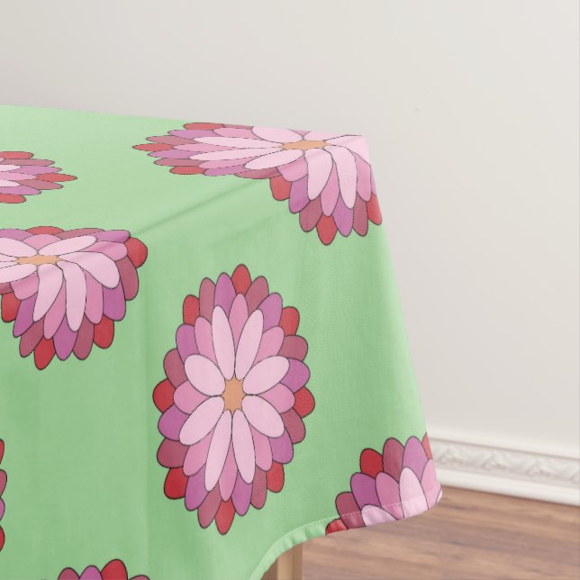 Toalha De Mesa Medalhão Verde-Asiático Pastel Rosa Floral (Posição Original)
