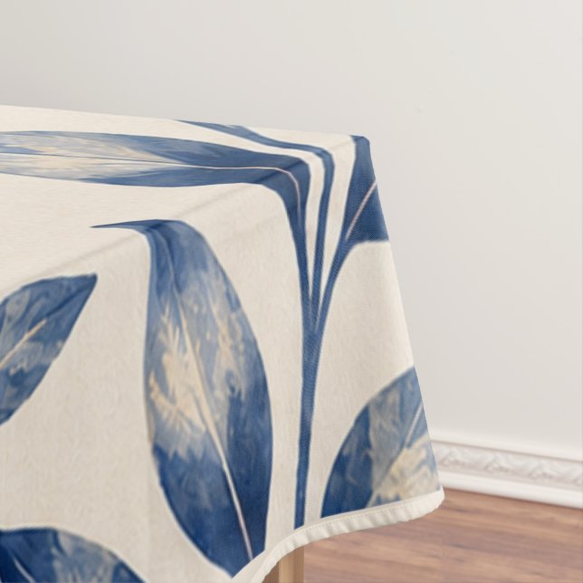 Toalha De Mesa Mediterranean Blue Watercolor Foliage Tablecloth (Posição Original)