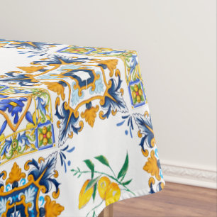 Toalha De Mesa Mediterrâneo,azulejos Sicilianos,limões