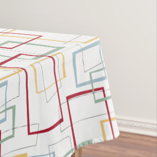 Toalha De Mesa Meio século Abstrato amarelo-verde-vermelho azul-v