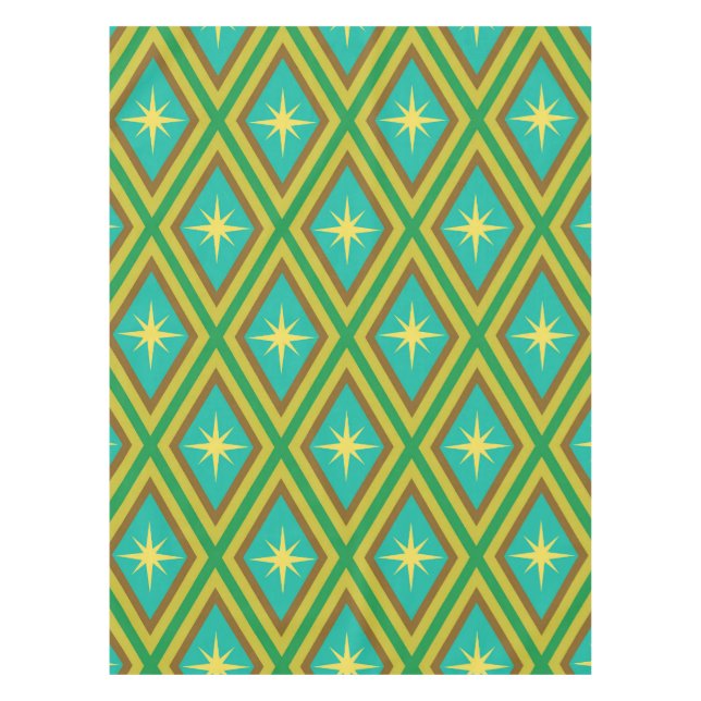 Toalha De Mesa Meio século - Estrelas amarelas no padrão de diama (Frente)