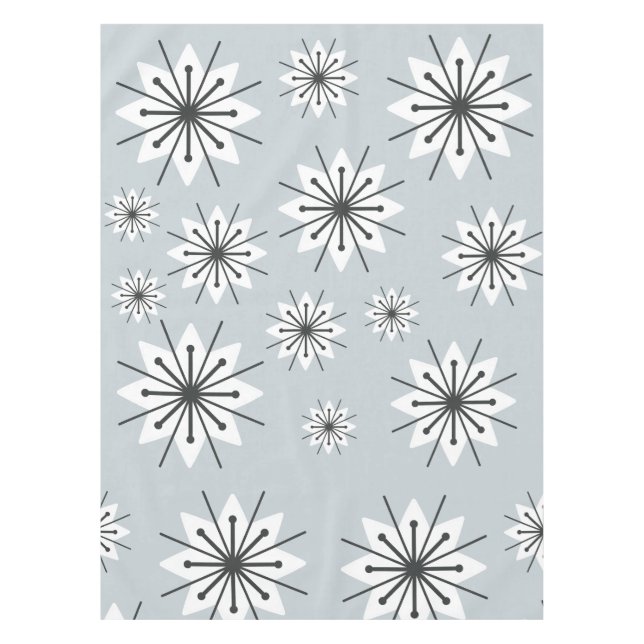 Toalha De Mesa Meio século Moderno Flocos de Neve Prata (Frente)