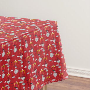 Toalha De Mesa Meio século Moderno Vermelho Amarelo Branco Branco