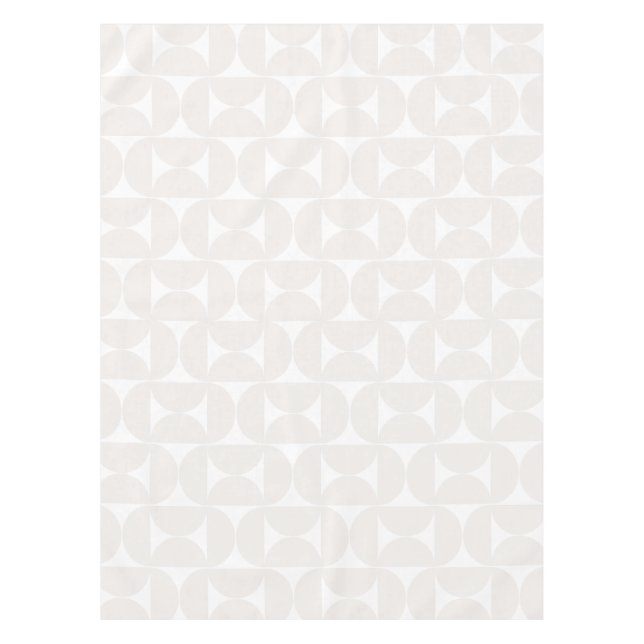 Toalha De Mesa Meio século Padrão Moderno, bege Pálido E Branco (Frente)