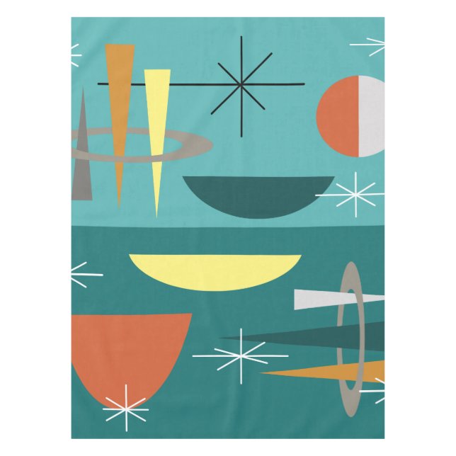Toalha De Mesa Meio século Turquesa Moderno (Frente)