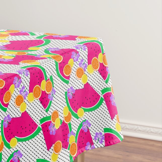 Toalha De Mesa Melancia vermelha limões amarelos tropicais em bra (Posição Original)