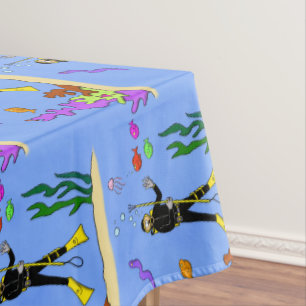 Toalha De Mesa Mergulhador engraçado e desenho animado de criatur