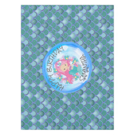 Toalha De Mesa Mermaid Birthday Sea Blue Scalloth