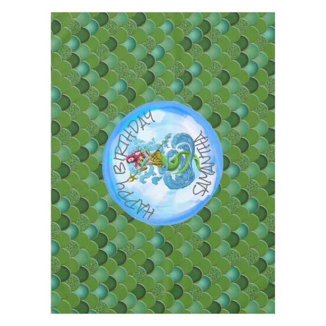 Toalha De Mesa Mermaid Green Warrior Tablecloth (Frente)