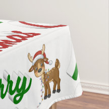 Merry Christmas Reindeer red green script