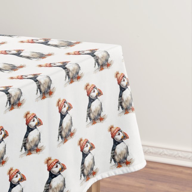 Toalha De Mesa Merry Puffin, personalizado (Posição Original)