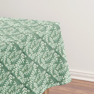 Toalha De Mesa Mesa com impressão de folhagem verde e branca