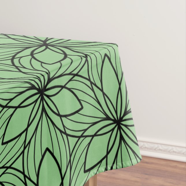 Toalha De Mesa Mesa de Arte Geométrica Preta e VerdeCloth (Posição Original)