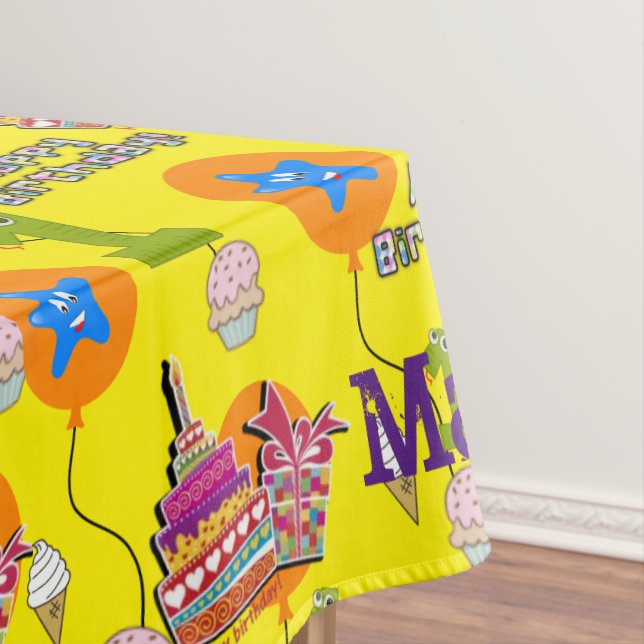 Toalha De Mesa Mesa, Feliz Primeiro Aniversário, #1 Amarelo (Posição Original)