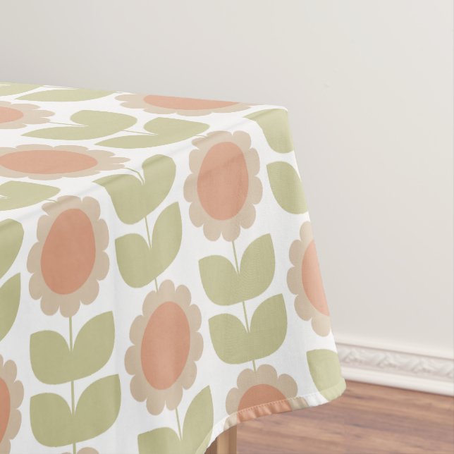 Toalha De Mesa  Mid-Century Pastel Pink Retro Floral Pattern (Posição Original)