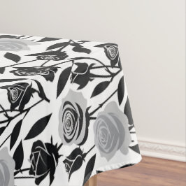 Toalha De Mesa Minimalist Black Roses With Light Gray Stems 