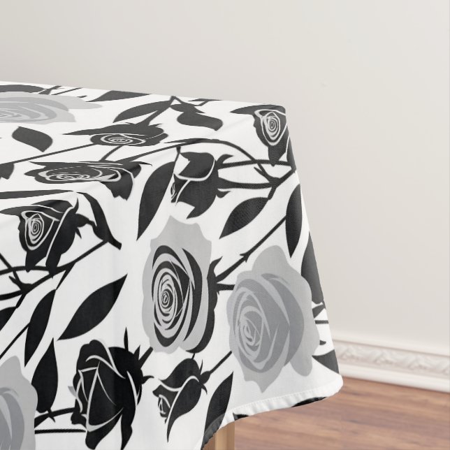 Toalha De Mesa Minimalist Black Roses With Light Gray Stems  (Posição Original)