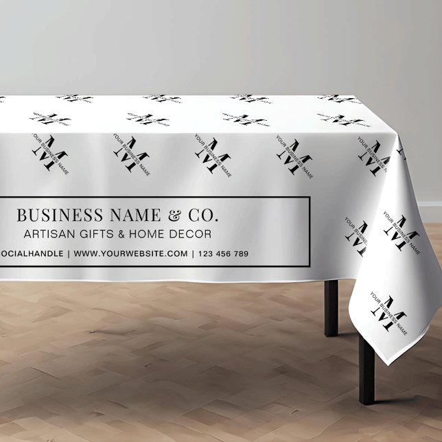 Toalha De Mesa Mínimo de apresentação de Artesanatos para logotip (Fully customizable tablecloth with space for your initials & business name, perfect for trade shows)
