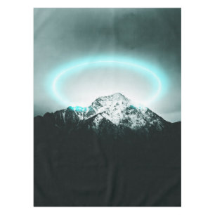 Toalha De Mesa Misteriosa luz azul-neon da montanha nevada