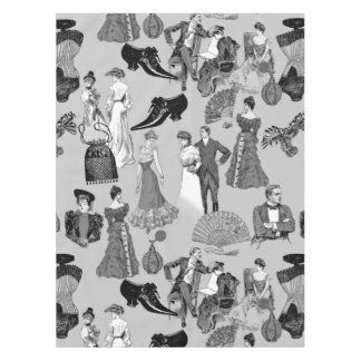 Toalha De Mesa moda toile de época vitoriana sala de baile preto 