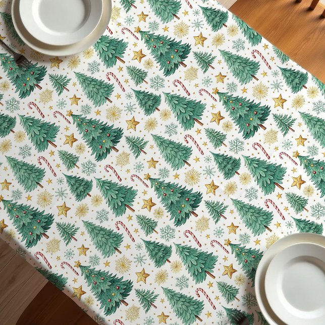 Toalha De Mesa Modern Christmas trees festive holiday tablecloth (Modern Christmas trees festive holiday tablecloth)