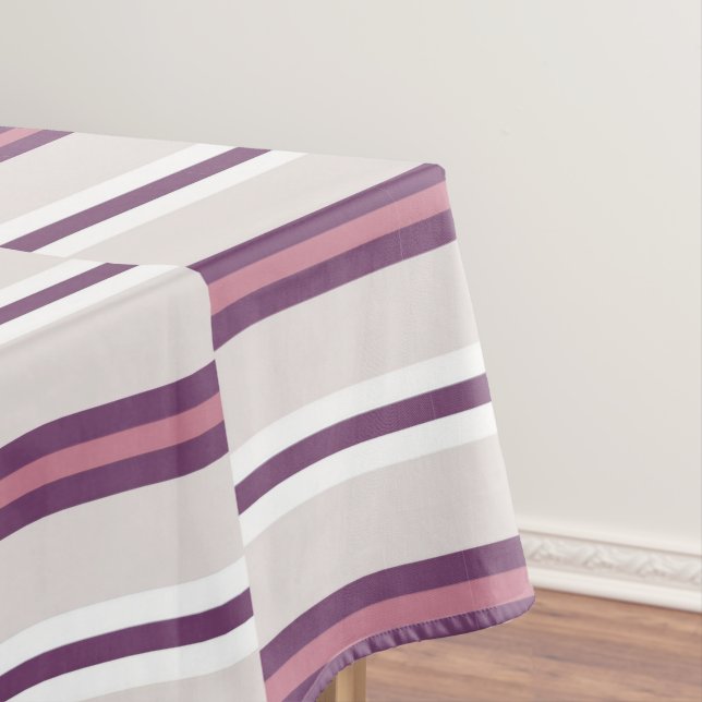 Toalha De Mesa Modern Mauve and Plum Stripe (Posição Original)