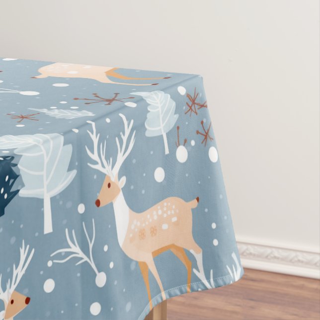 Toalha De Mesa Modern Reindeer Snowflake Pastel Cachinho Elegante (Posição Original)