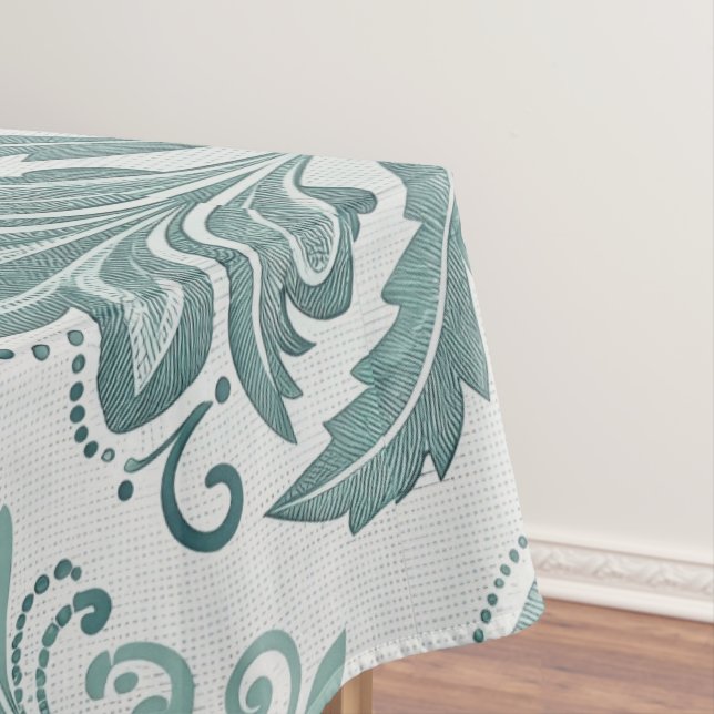 Toalha De Mesa Modern Teal Nordic Damask (Posição Original)
