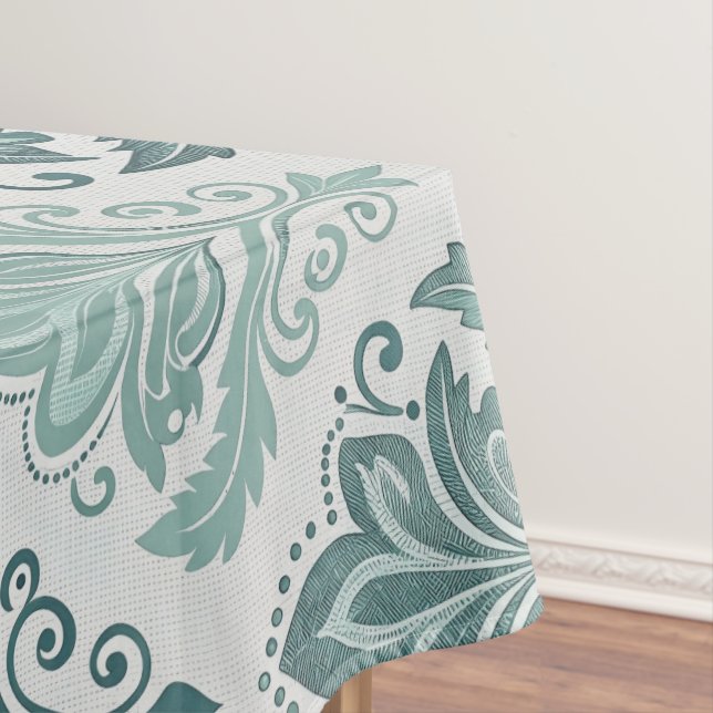 Toalha De Mesa Modern Teal Nordic Damask (Posição Original)