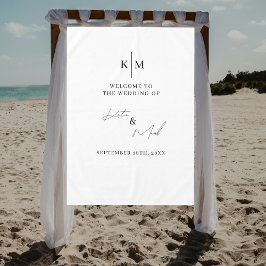 Toalha De Mesa Modern Welcome To Our Wedding Fabric Sign