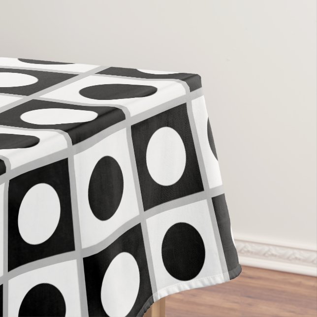 Toalha De Mesa Moderno Abstrato Preto e Branco (Posição Original)