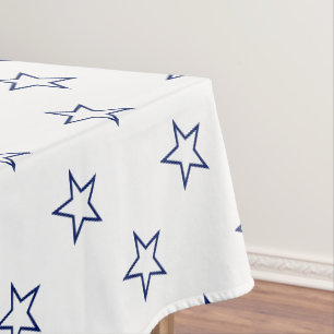 Toalha De Mesa Moderno, branco e marinho, estrelas azuis, brincad