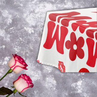 Toalha De Mesa MOM/WOW: Uma Carta de Amor em Vermelho em Branco |