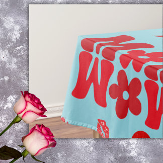 Toalha De Mesa MOM/WOW: Uma letra de amor em vermelho em azul |