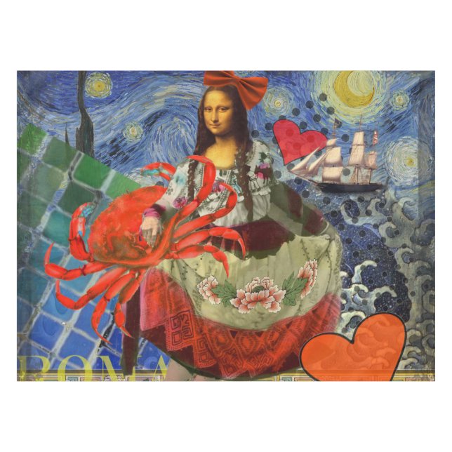 Toalha De Mesa Mona Lisa Diversão Zodíaco Caprichoso  (Frente (Horizontal))
