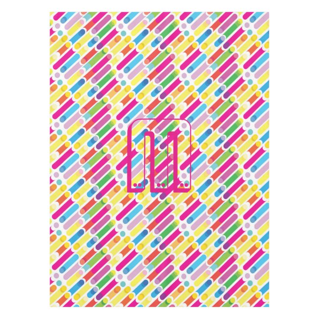 Toalha De Mesa Monogram Rainbow Diagonal Lines Pattern Pop Art (Frente)