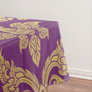 Toalha De Mesa Monograma da Fleur Dourada Roxo