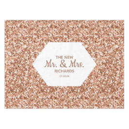 Toalha De Mesa Monograma de Casamento com Glitter Confetti Dourad