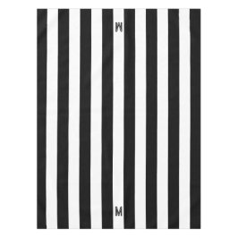 Toalha De Mesa Monograma de distribuição de cabana branca e preto