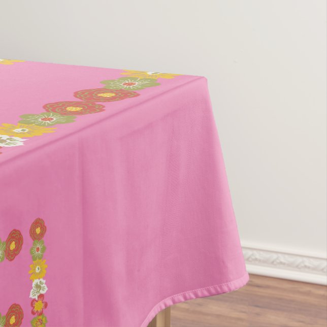 Toalha De Mesa Monograma Flor de Amor Daisy Rosa (Posição Original)